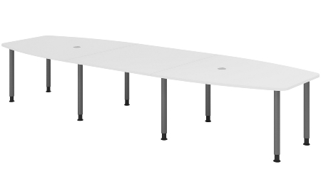 Hammerbacher Konferenztisch Serie KT22C Füße Ø60mm (BxTxH) 220x103/83x72-74cm Tischplatte Eiche/Chrom
