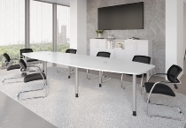 Hammerbacher Konferenztisch Serie KT22C Füße Ø60mm (BxTxH) 220x103/83x72-74cm Tischplatte Eiche/Chrom