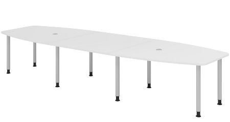 Hammerbacher Konferenztisch Serie KT22C Füße Ø60mm (BxTxH) 220x103/83x72-74cm Tischplatte Eiche/Chrom