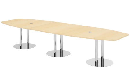 Hammerbacher Konferenztisch Serie KT52C Tellerfuß (BxTxH) 520x130/85x74cm Tischplatte Eiche/Chrom