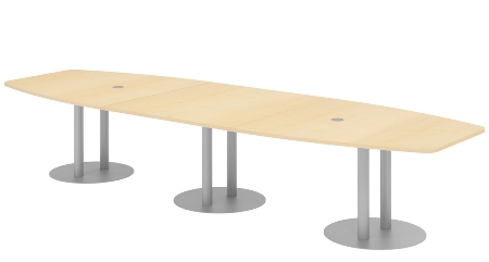 Hammerbacher Konferenztisch Serie KT52C Tellerfuß (BxTxH) 520x130/85x74cm Tischplatte Eiche/Chrom