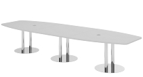 Hammerbacher Konferenztisch Serie KT40C Tellerfuß (BxTxH) 400x130/85x74cm Tischplatte Grau/Chrom