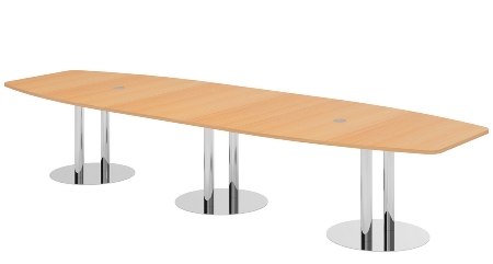 Hammerbacher Konferenztisch Serie KT52C Tellerfuß (BxTxH) 520x130/85x74cm Tischplatte Eiche/Chrom