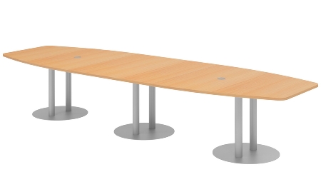 Hammerbacher Konferenztisch Serie KT52C Tellerfuß (BxTxH) 520x130/85x74cm Tischplatte Eiche/Chrom