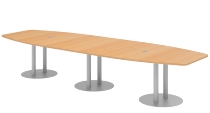 Hammerbacher Konferenztisch Serie KT52C Tellerfuß (BxTxH) 520x130/85x74cm Tischplatte Eiche/Chrom