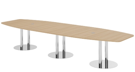 Hammerbacher Konferenztisch Serie KT52C Tellerfuß (BxTxH) 520x130/85x74cm Tischplatte Eiche/Chrom