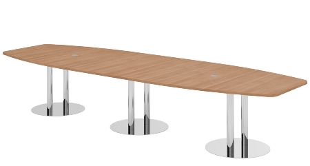 Hammerbacher Konferenztisch Serie KT52C Tellerfuß (BxTxH) 520x130/85x74cm Tischplatte Eiche/Chrom