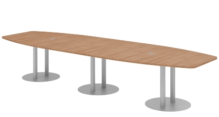 Hammerbacher Konferenztisch Serie KT52C Tellerfuß (BxTxH) 520x130/85x74cm Tischplatte Eiche/Chrom