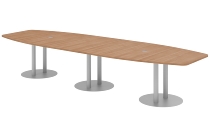 Hammerbacher Konferenztisch Serie KT52C Tellerfuß (BxTxH) 520x130/85x74cm Tischplatte Eiche/Chrom