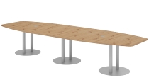 Hammerbacher Konferenztisch Serie KT52C Tellerfuß (BxTxH) 520x130/85x74cm Tischplatte Eiche/Chrom
