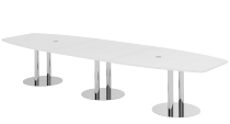 Hammerbacher Konferenztisch Serie KT52C Tellerfuß (BxTxH) 520x130/85x74cm Tischplatte Eiche/Chrom