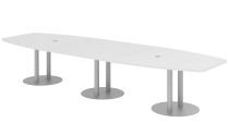 Hammerbacher Konferenztisch Serie KT40C Tellerfuß (BxTxH) 400x130/85x74cm Tischplatte Weiß/Silber