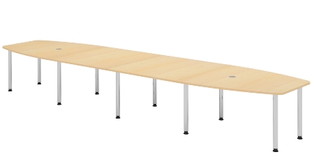 Hammerbacher Konferenztisch Serie KT22C Füße Ø60mm (BxTxH) 220x103/83x72-74cm Tischplatte Eiche/Chrom