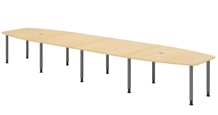 Hammerbacher Konferenztisch Serie KT22C Füße Ø60mm (BxTxH) 220x103/83x72-74cm Tischplatte Eiche/Chrom