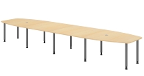 Hammerbacher Konferenztisch Serie KT22C Füße Ø60mm (BxTxH) 220x103/83x72-74cm Tischplatte Eiche/Chrom