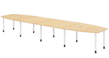 Hammerbacher Konferenztisch Serie KT22C Füße Ø60mm (BxTxH) 220x103/83x72-74cm Tischplatte Eiche/Chrom