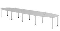 Hammerbacher Konferenztisch Serie KT22C Füße Ø60mm (BxTxH) 220x103/83x72-74cm Tischplatte Eiche/Chrom