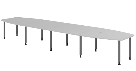 Hammerbacher Konferenztisch Serie KT22C Füße Ø60mm (BxTxH) 220x103/83x72-74cm Tischplatte Eiche/Chrom