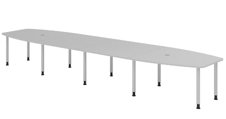 Hammerbacher Konferenztisch Serie KT22C Füße Ø60mm (BxTxH) 220x103/83x72-74cm Tischplatte Eiche/Chrom