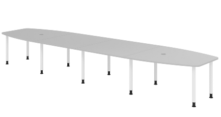 Hammerbacher Konferenztisch Serie KT22C Füße Ø60mm (BxTxH) 220x103/83x72-74cm Tischplatte Eiche/Chrom