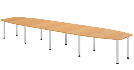 Hammerbacher Konferenztisch Serie KT22C Füße Ø60mm (BxTxH) 220x103/83x72-74cm Tischplatte Eiche/Chrom