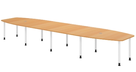 Hammerbacher Konferenztisch Serie KT22C Füße Ø60mm (BxTxH) 220x103/83x72-74cm Tischplatte Eiche/Chrom