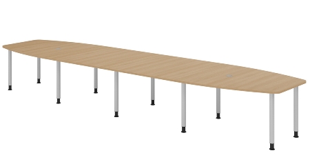 Hammerbacher Konferenztisch Serie KT22C Füße Ø60mm (BxTxH) 220x103/83x72-74cm Tischplatte Eiche/Chrom