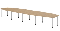 Hammerbacher Konferenztisch Serie KT22C Füße Ø60mm (BxTxH) 220x103/83x72-74cm Tischplatte Eiche/Chrom