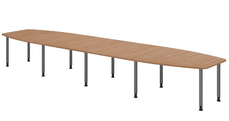 Hammerbacher Konferenztisch Serie KT22C Füße Ø60mm (BxTxH) 220x103/83x72-74cm Tischplatte Eiche/Chrom