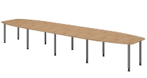 Hammerbacher Konferenztisch Serie KT22C Füße Ø60mm (BxTxH) 220x103/83x72-74cm Tischplatte Eiche/Chrom