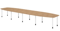 Hammerbacher Konferenztisch Serie KT22C Füße Ø60mm (BxTxH) 220x103/83x72-74cm Tischplatte Eiche/Chrom