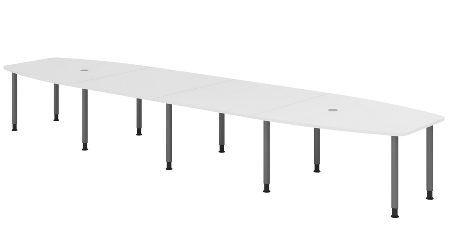 Hammerbacher Konferenztisch Serie KT22C Füße Ø60mm (BxTxH) 220x103/83x72-74cm Tischplatte Eiche/Chrom