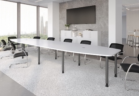 Hammerbacher Konferenztisch Serie KT22C Füße Ø60mm (BxTxH) 220x103/83x72-74cm Tischplatte Eiche/Chrom