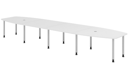 Hammerbacher Konferenztisch Serie KT22C Füße Ø60mm (BxTxH) 220x103/83x72-74cm Tischplatte Eiche/Chrom