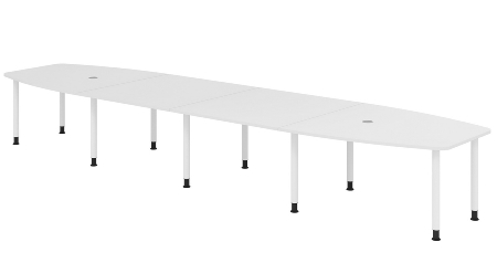 Hammerbacher Konferenztisch Serie KT22C Füße Ø60mm (BxTxH) 220x103/83x72-74cm Tischplatte Eiche/Chrom