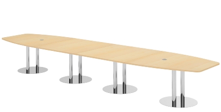 Hammerbacher Konferenztisch Serie KT52C Tellerfuß (BxTxH) 520x130/85x74cm Tischplatte Eiche/Chrom