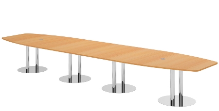 Hammerbacher Konferenztisch Serie KT52C Tellerfuß (BxTxH) 520x130/85x74cm Tischplatte Eiche/Chrom