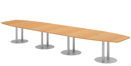 Hammerbacher Konferenztisch Serie KT52C Tellerfuß (BxTxH) 520x130/85x74cm Tischplatte Eiche/Chrom