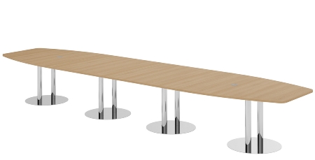 Hammerbacher Konferenztisch Serie KT52C Tellerfuß (BxTxH) 520x130/85x74cm Tischplatte Eiche/Chrom