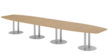Hammerbacher Konferenztisch Serie KT52C Tellerfuß (BxTxH) 520x130/85x74cm Tischplatte Eiche/Chrom