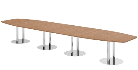 Hammerbacher Konferenztisch Serie KT52C Tellerfuß (BxTxH) 520x130/85x74cm Tischplatte Eiche/Chrom