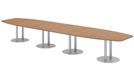 Hammerbacher Konferenztisch Serie KT52C Tellerfuß (BxTxH) 520x130/85x74cm Tischplatte Eiche/Chrom