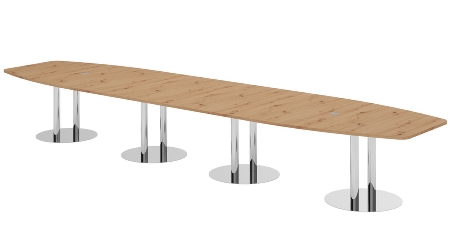Hammerbacher Konferenztisch Serie KT52C Tellerfuß (BxTxH) 520x130/85x74cm Tischplatte Eiche/Chrom