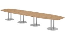 Hammerbacher Konferenztisch Serie KT52C Tellerfuß (BxTxH) 520x130/85x74cm Tischplatte Eiche/Chrom