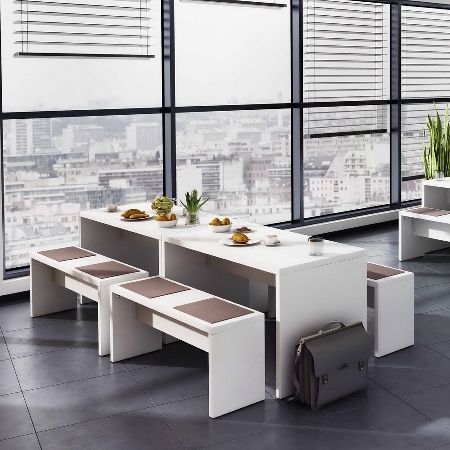 Hammerbacher MB118 Bistrobank (BxTxH) 118x34x45cm im 2er-Set Weiß