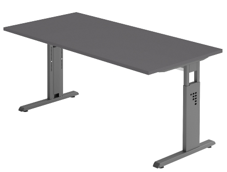 Hammerbacher Schreibtisch Serie OS16 C-Fuß (BxTxH) 160x80x65-85cm Eiche/Graphit