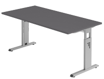 Hammerbacher Schreibtisch Serie OS08 C-Fuß (BxTxH) 80x80x65-85cm Eiche/Weiß