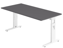 Hammerbacher Freiform-Schreibtisch Serie OS18 C-Fuß (BxTxH) 180x80/100x65-85cm Ahorn/Graphit