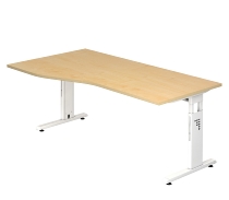 Schreibtisch Serie OS18/W Freiform Arbeitshöhe 65-85cm (BxT) 180x80/100cm Ahorn/Weiß