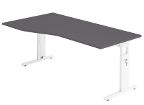 Hammerbacher Schreibtisch Serie OS08 C-Fuß (BxTxH) 80x80x65-85cm Eiche/Silber